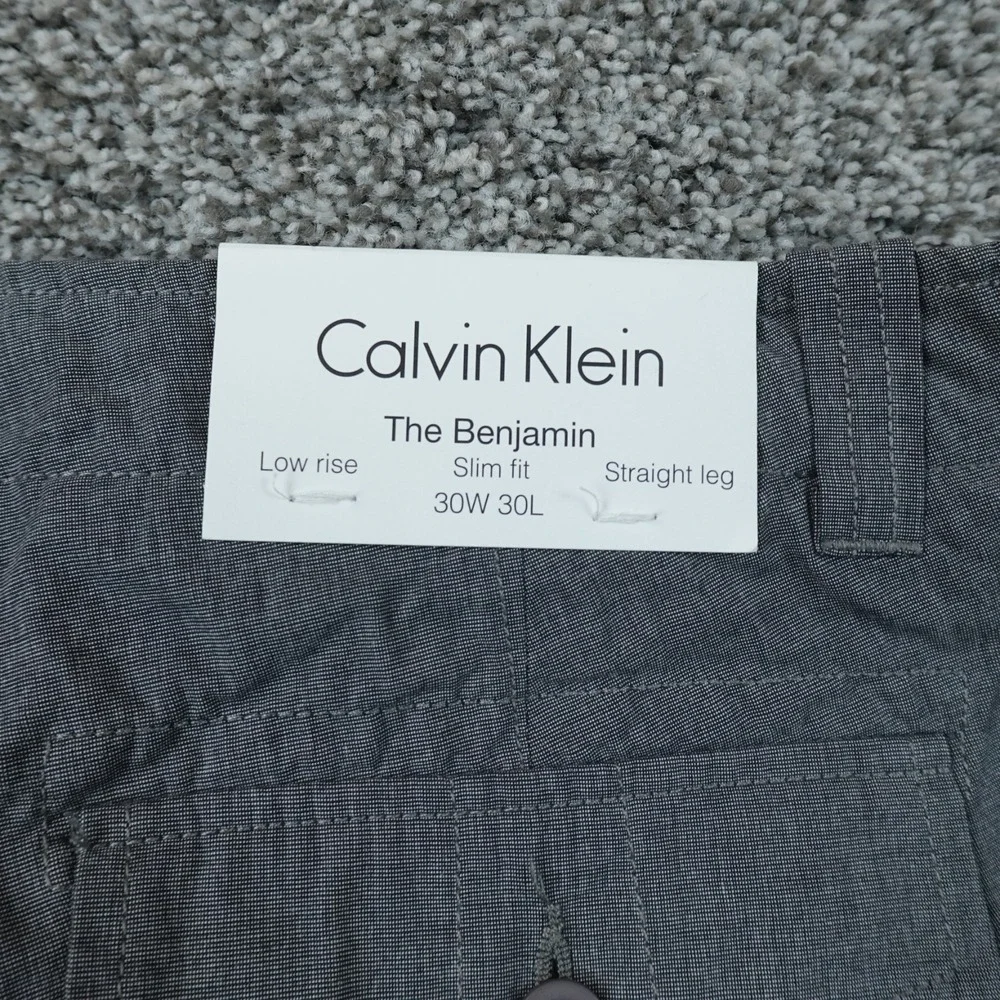 NEW Calvin Klein Pants Mens 30X30 Gray Slim Straight Chino Dress Trouser Career